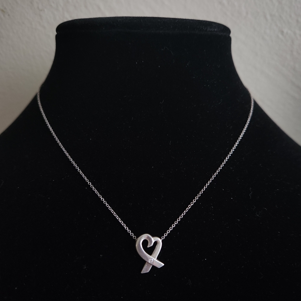 Tiffany & Co. Diamond Paloma Picasso Loving Heart Silver Necklace